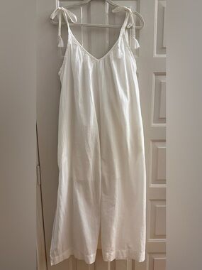 Old Navy Sleeveless Tie Shoulder 100% Cotton Maxi Dress White - Small